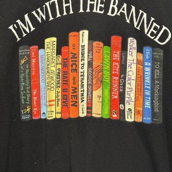 Graphic I’m with the banned Black Graphic T-Shirt with Colorful Book Design - Picture 6 of 10